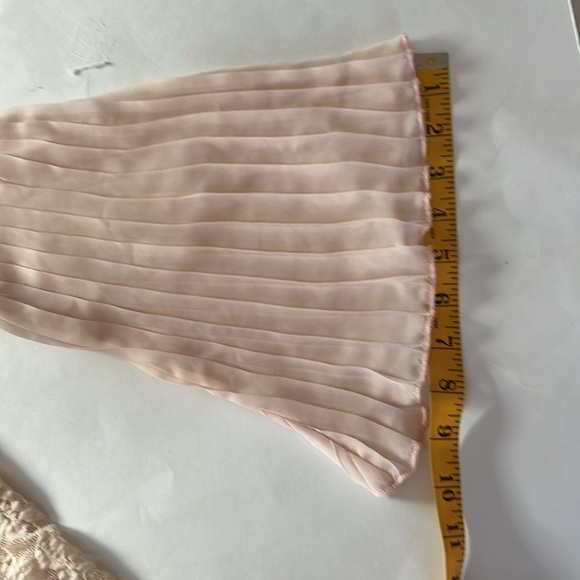 Pinky feminine sheer floral lace chiffon pleated bishop sleeve pullover pink L - Picture 14 of 14